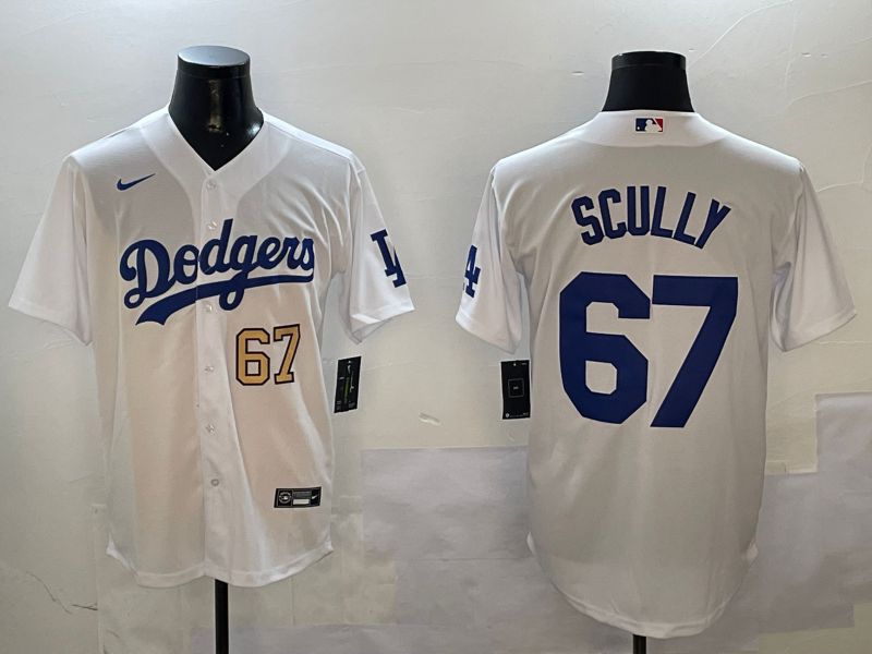 Men Los Angeles Dodgers 67 Scully White Game 2024 Nike MLB Jersey style 01081